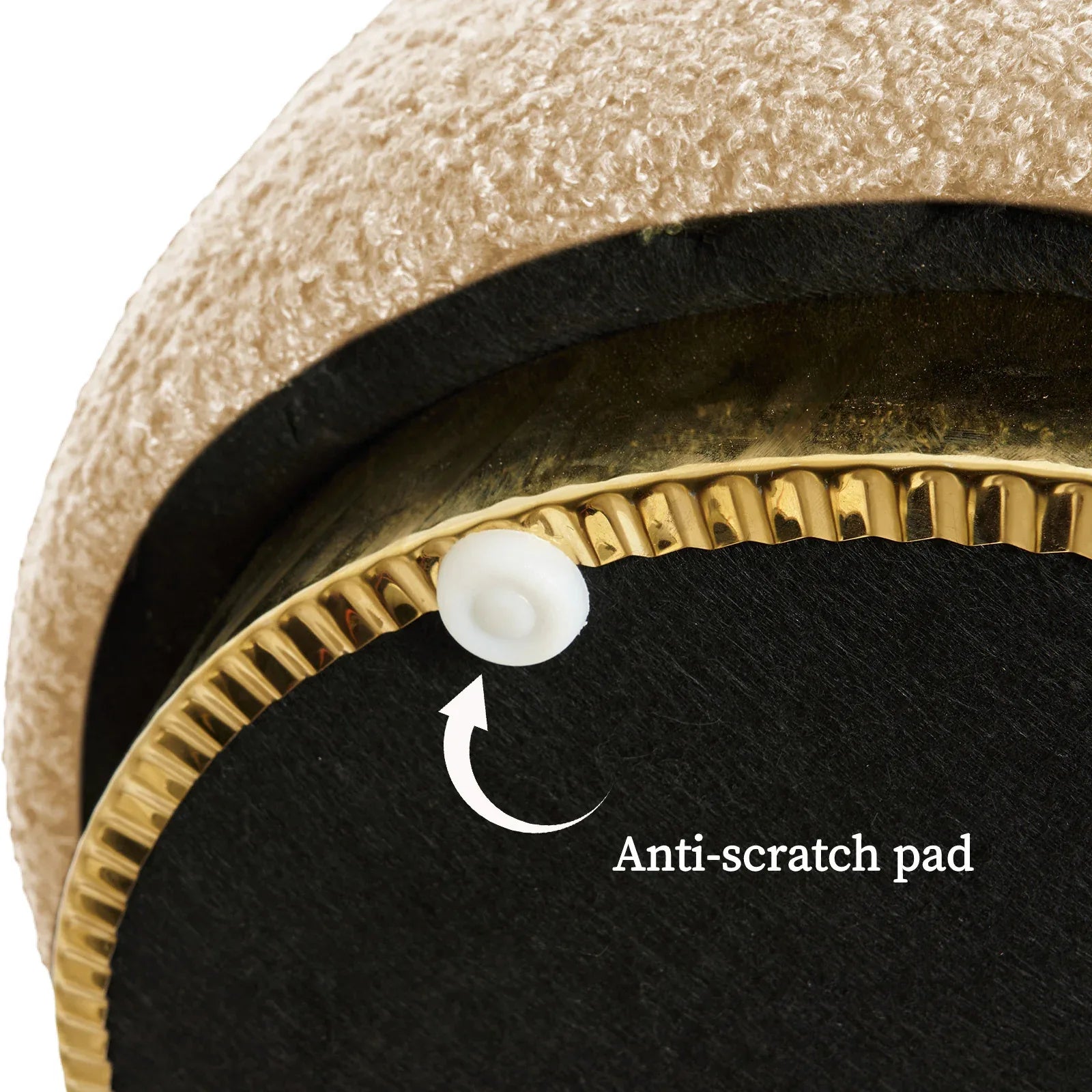 Round Stacked Ottoman Stool Teddy Fleece Fabric Foot Rest 38cm BEIGE - Mekamart Australia