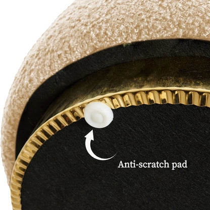 2X Round Stacked Ottoman Stool Teddy Fleece Fabric Foot Rest 38cm BEIGE - Mekamart Australia