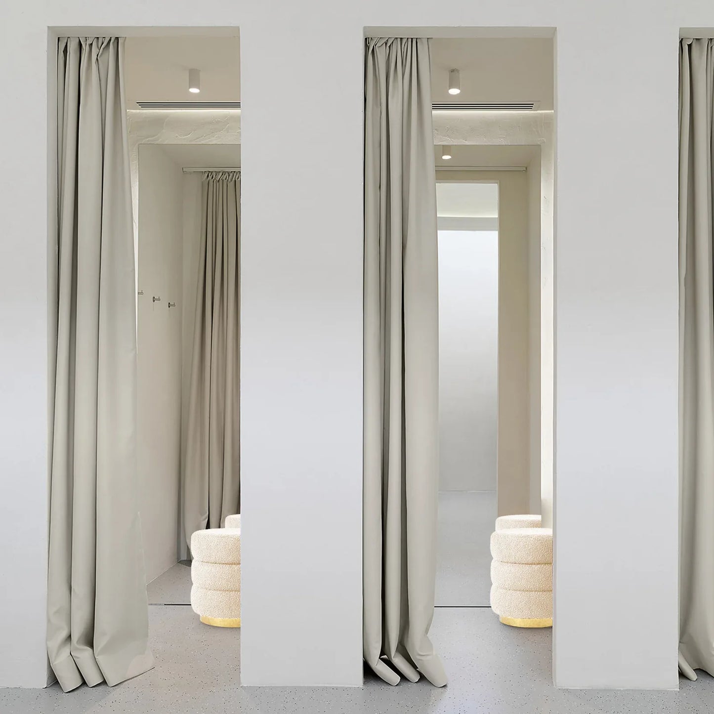 2X Round Stacked Ottoman Stool Teddy Fleece Fabric Foot Rest 38cm BEIGE - Mekamart Australia