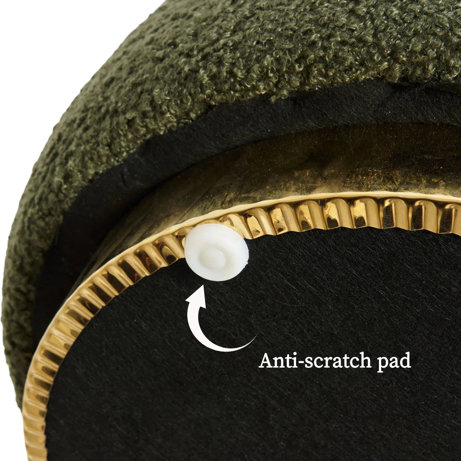 Round Stacked Ottoman Stool Teddy Fleece Fabric Foot Rest 38cm GREEN - Mekamart Australia