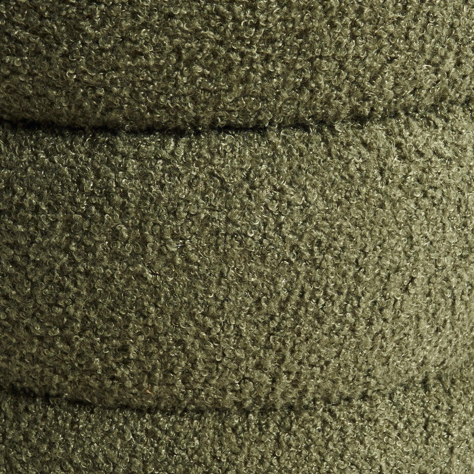 2X Round Stacked Ottoman Stool Teddy Fleece Fabric Foot Rest 38cm GREEN - Mekamart Australia