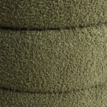 2X Round Stacked Ottoman Stool Teddy Fleece Fabric Foot Rest 38cm GREEN - Mekamart Australia