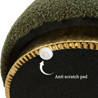 2X Round Stacked Ottoman Stool Teddy Fleece Fabric Foot Rest 38cm GREEN - Mekamart Australia