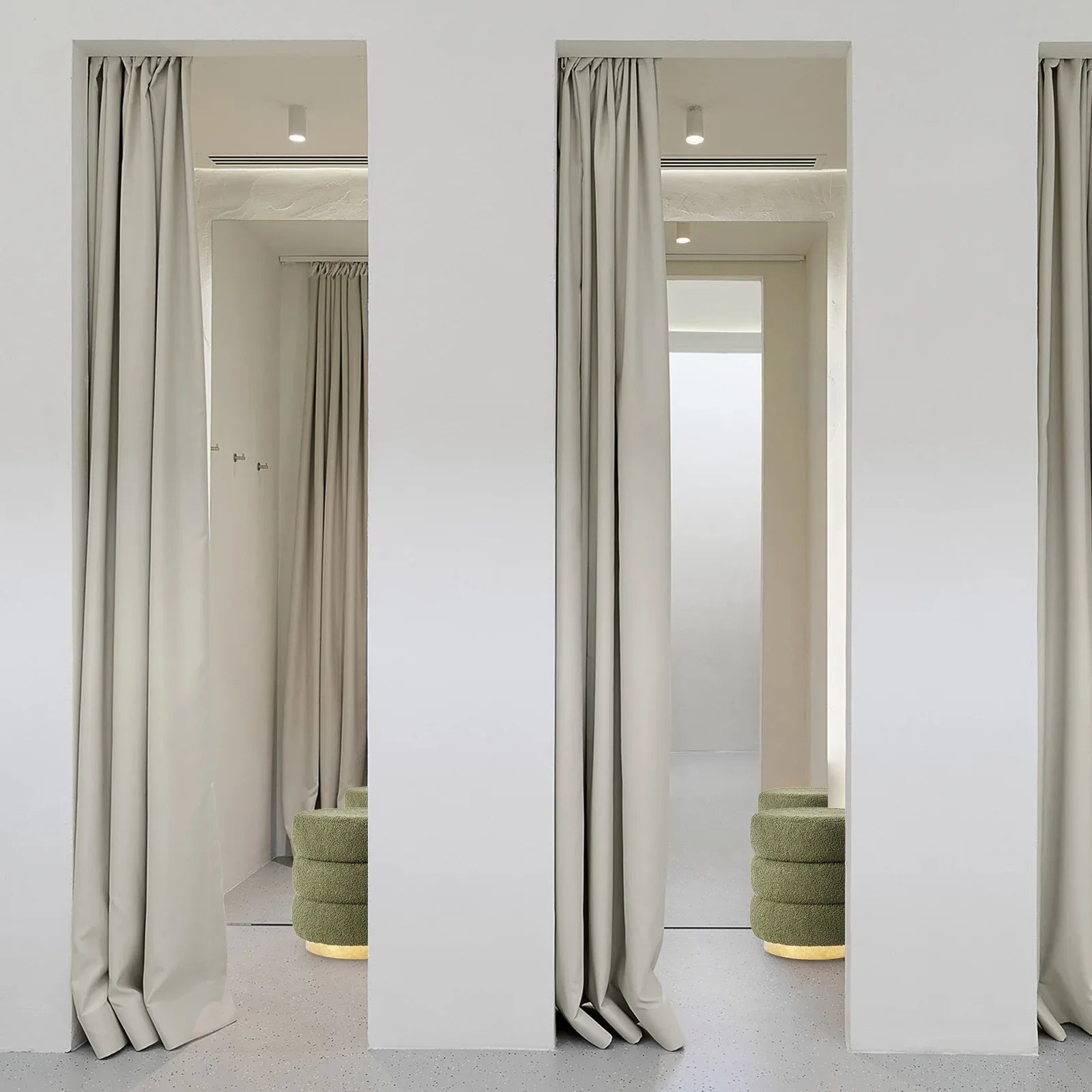 2X Round Stacked Ottoman Stool Teddy Fleece Fabric Foot Rest 38cm GREEN - Mekamart Australia