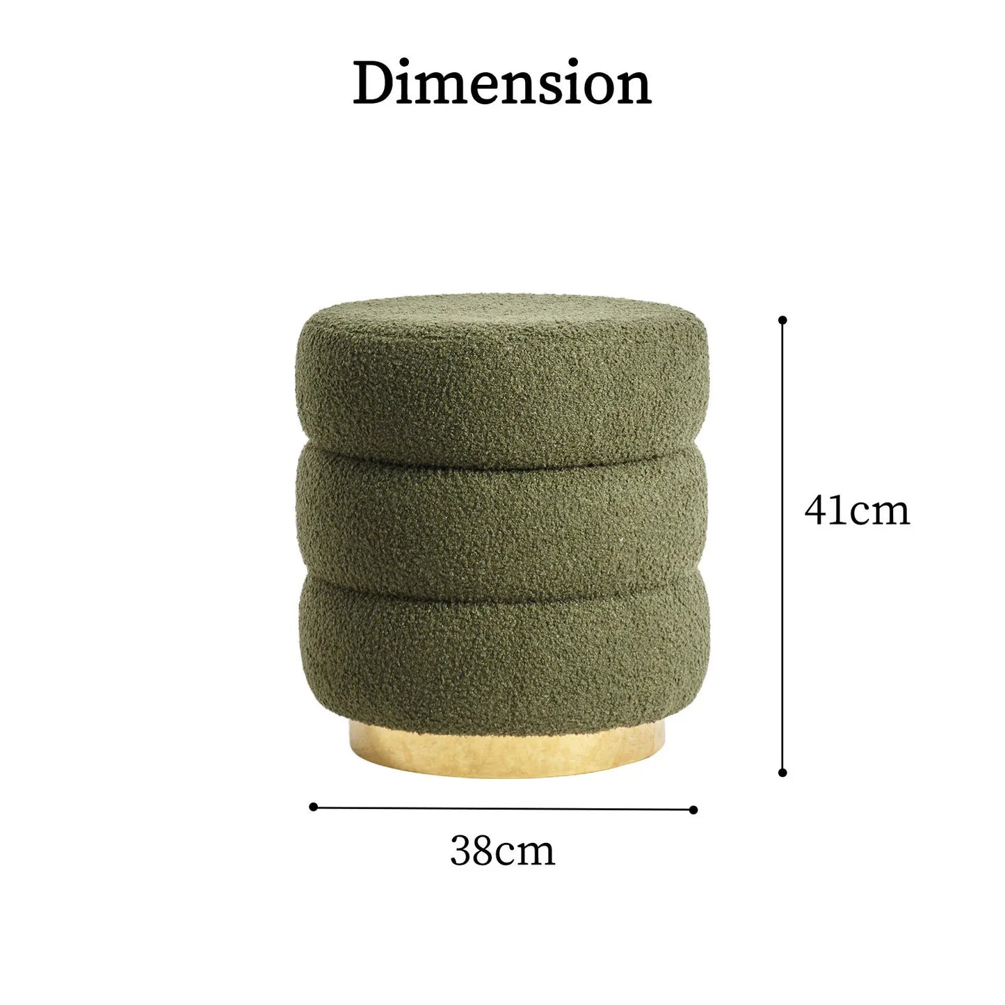 2X Round Stacked Ottoman Stool Teddy Fleece Fabric Foot Rest 38cm GREEN - Mekamart Australia