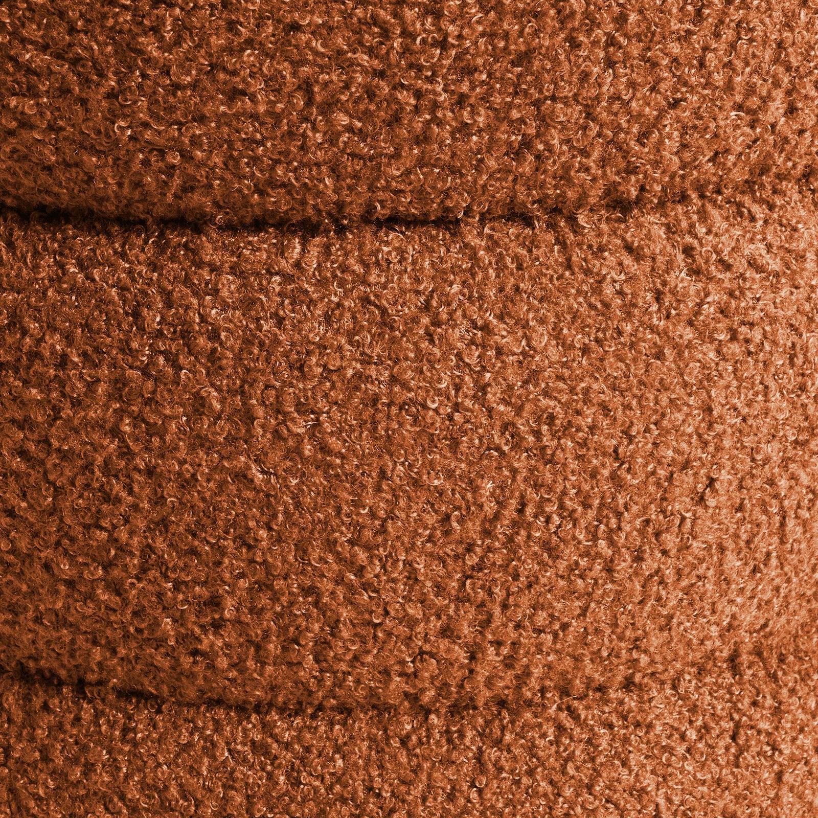 Round Stacked Ottoman Stool Teddy Fleece Fabric Foot Rest 38cm ORANGE - Mekamart Australia