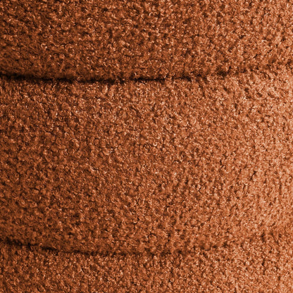 Round Stacked Ottoman Stool Teddy Fleece Fabric Foot Rest 38cm ORANGE - Mekamart Australia