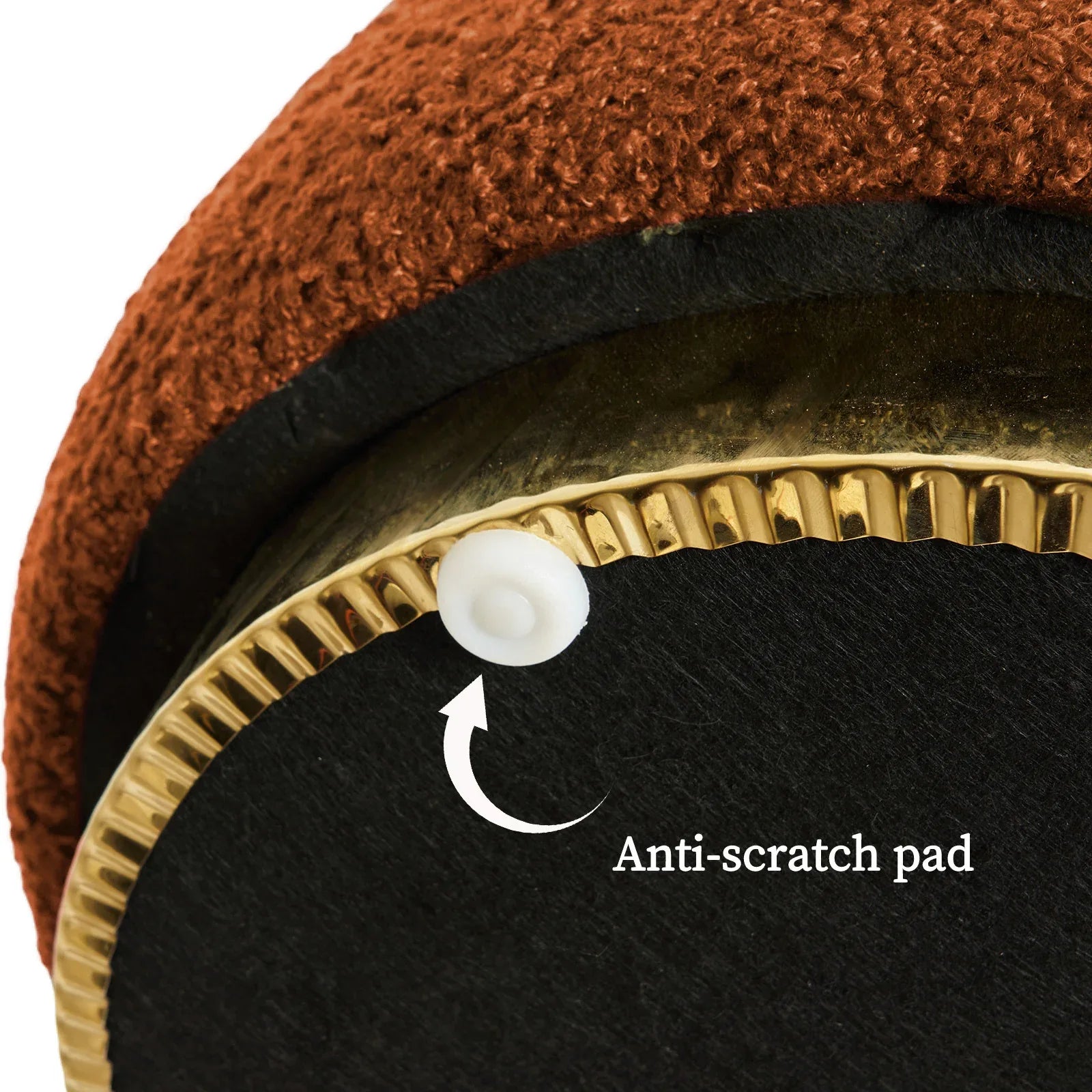 2X Round Stacked Ottoman Stool Teddy Fleece Fabric Foot Rest 38cm ORANGE - Mekamart Australia