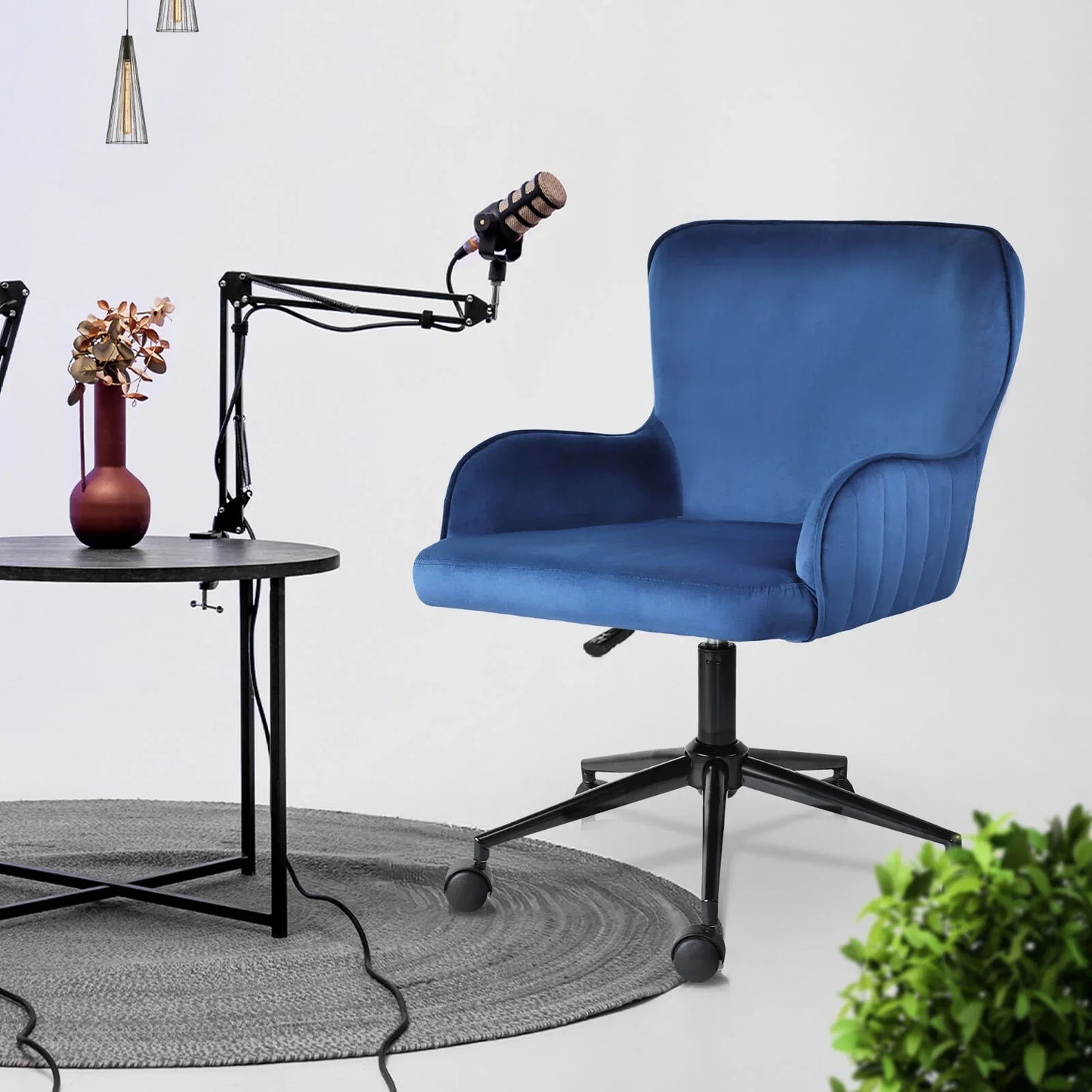 Desk Armchair - Home Office Swivel Chair Adjustable Height Seat PLUME BLUE