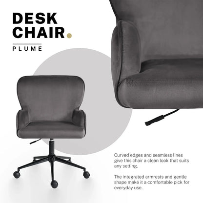 Desk Armchair - Home Office Swivel Chair Adjustable Height Seat PLUME GREY
