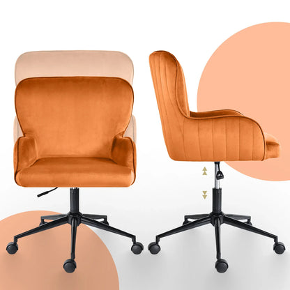 Desk Armchair - Home Office Swivel Chair Adjustable Height Seat PLUME ORANGE