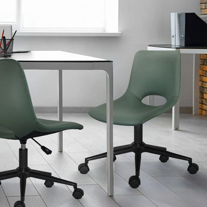 2 Set Office Desk Chair - PU Leather Home Swivel Chair Cut-Out Seat HALO GREEN