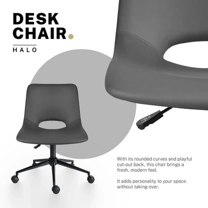 2 Set Office Desk Chair - PU Leather Home Swivel Chair Cut-Out Seat HALO GREY - Mekamart Australia