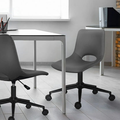 2 Set Office Desk Chair - PU Leather Home Swivel Chair Cut-Out Seat HALO GREY - Mekamart Australia