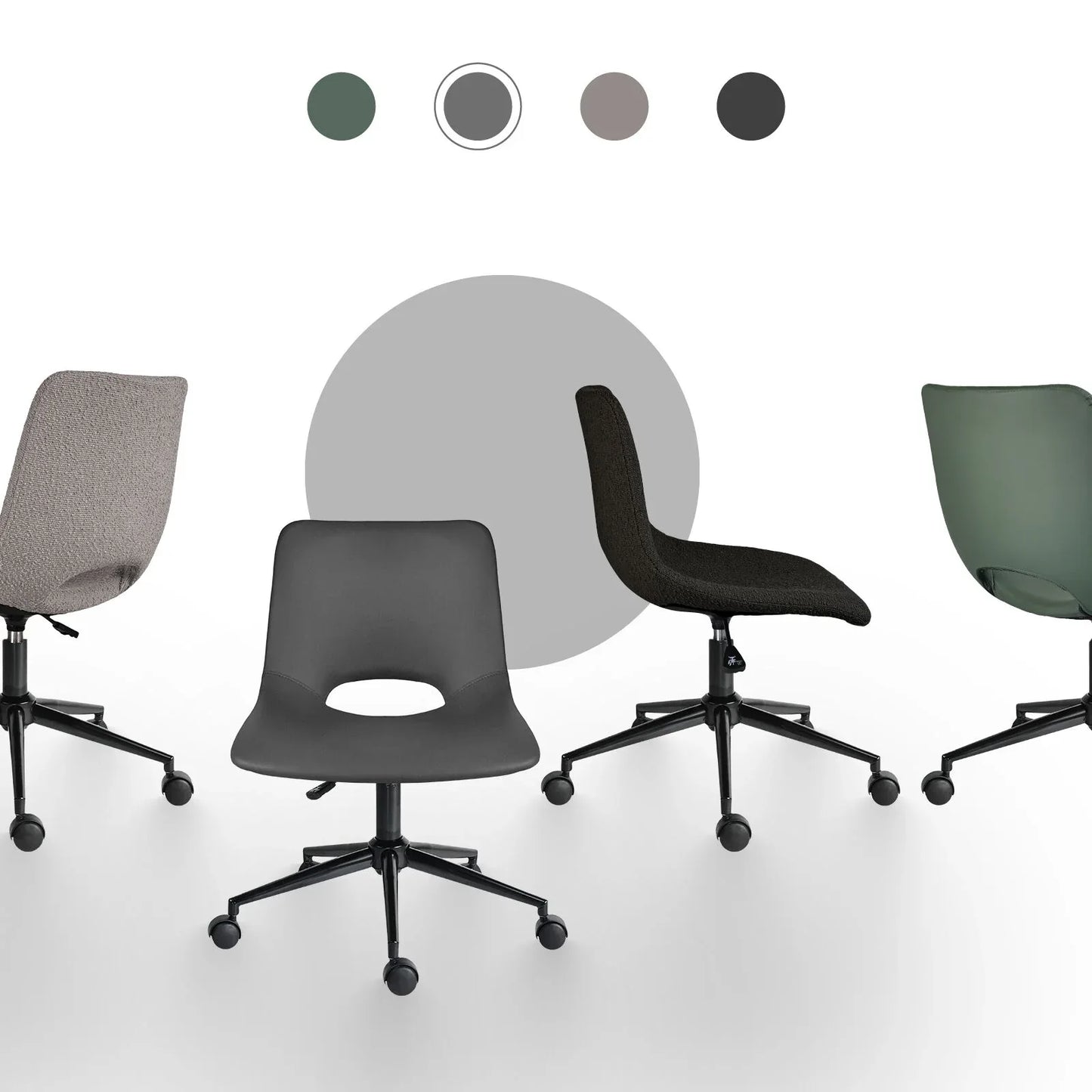 2 Set Office Desk Chair - PU Leather Home Swivel Chair Cut-Out Seat HALO GREY - Mekamart Australia