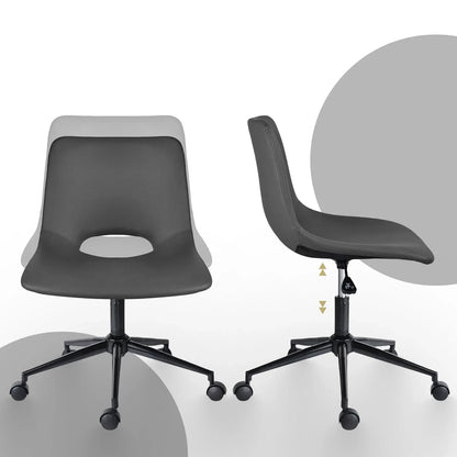 2 Set Office Desk Chair - PU Leather Home Swivel Chair Cut-Out Seat HALO GREY - Mekamart Australia