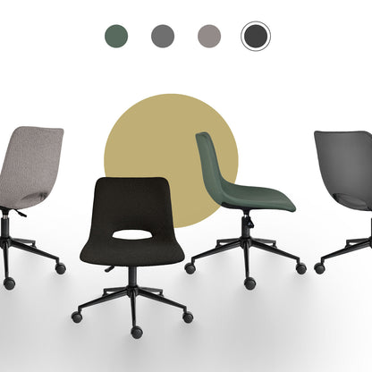 2 Set Office Desk Chair - Loop Yarn Fabric Home Swivel Chair Cut-Out Seat HALO BLACK