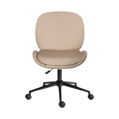 Office Desk Chair - Velvet Armless Swivel Study Seat OVOID PALE KHAKI