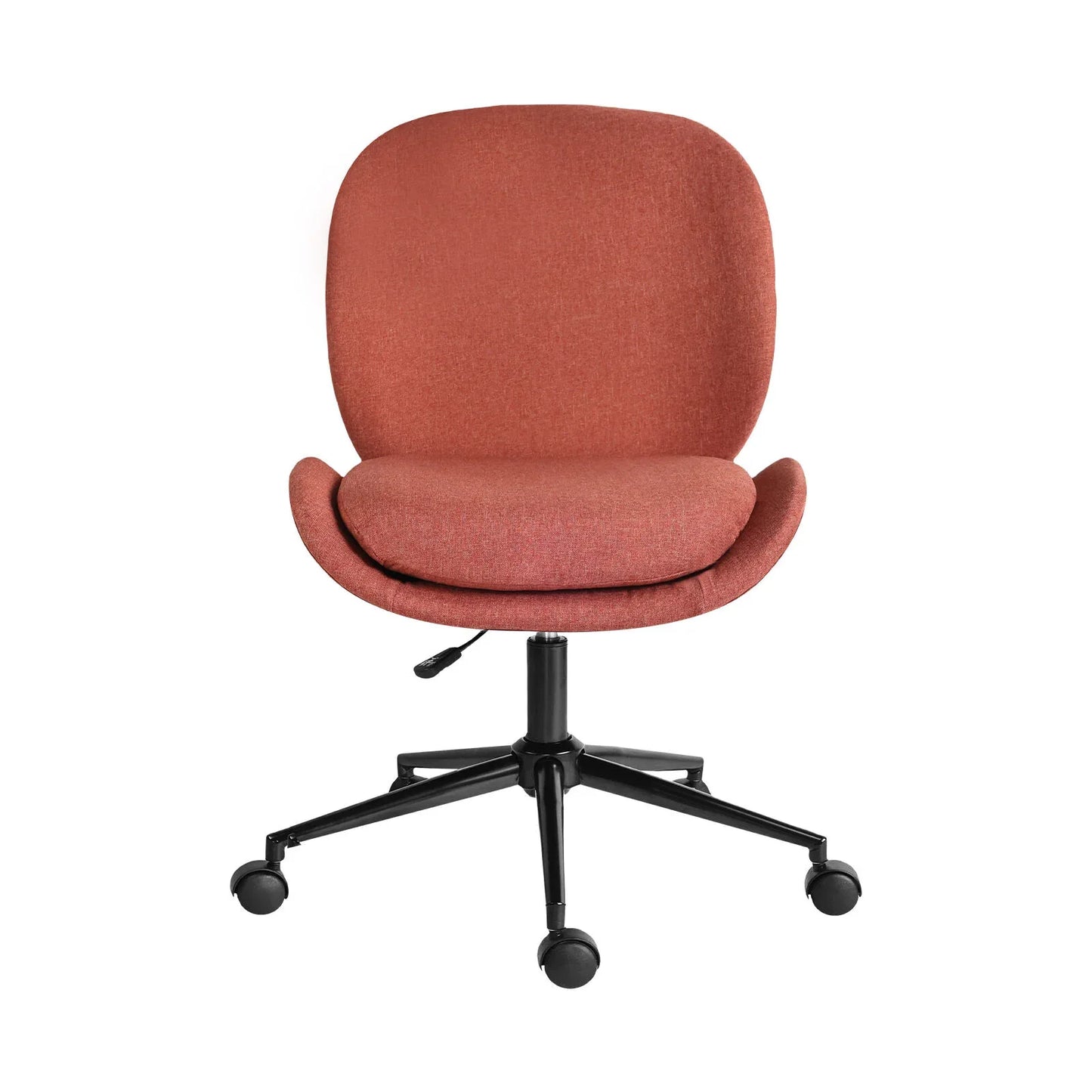 Office Desk Chair - Linen Fabric Armless Swivel Study Seat OVOID EARTHY RED