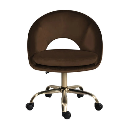 Office Desk Chair - Velvet Home Office Swivel Computer Seat COVE BROWN