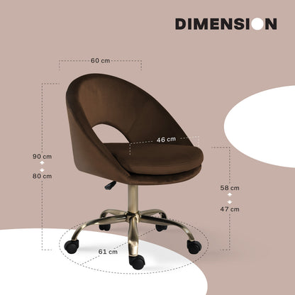 Office Desk Chair - Velvet Home Office Swivel Computer Seat COVE BROWN
