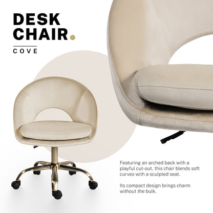 Office Desk Chair - Velvet Home Office Swivel Computer Seat COVE CREAM