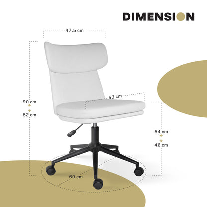 Office Desk Chair - PU Leather Home Office Swivel Chair Computer Seat WHITE