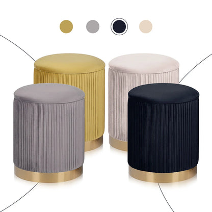 2X Side Table Storage Ottoman - Velvet Stool MIRA Black - Mekamart Australia