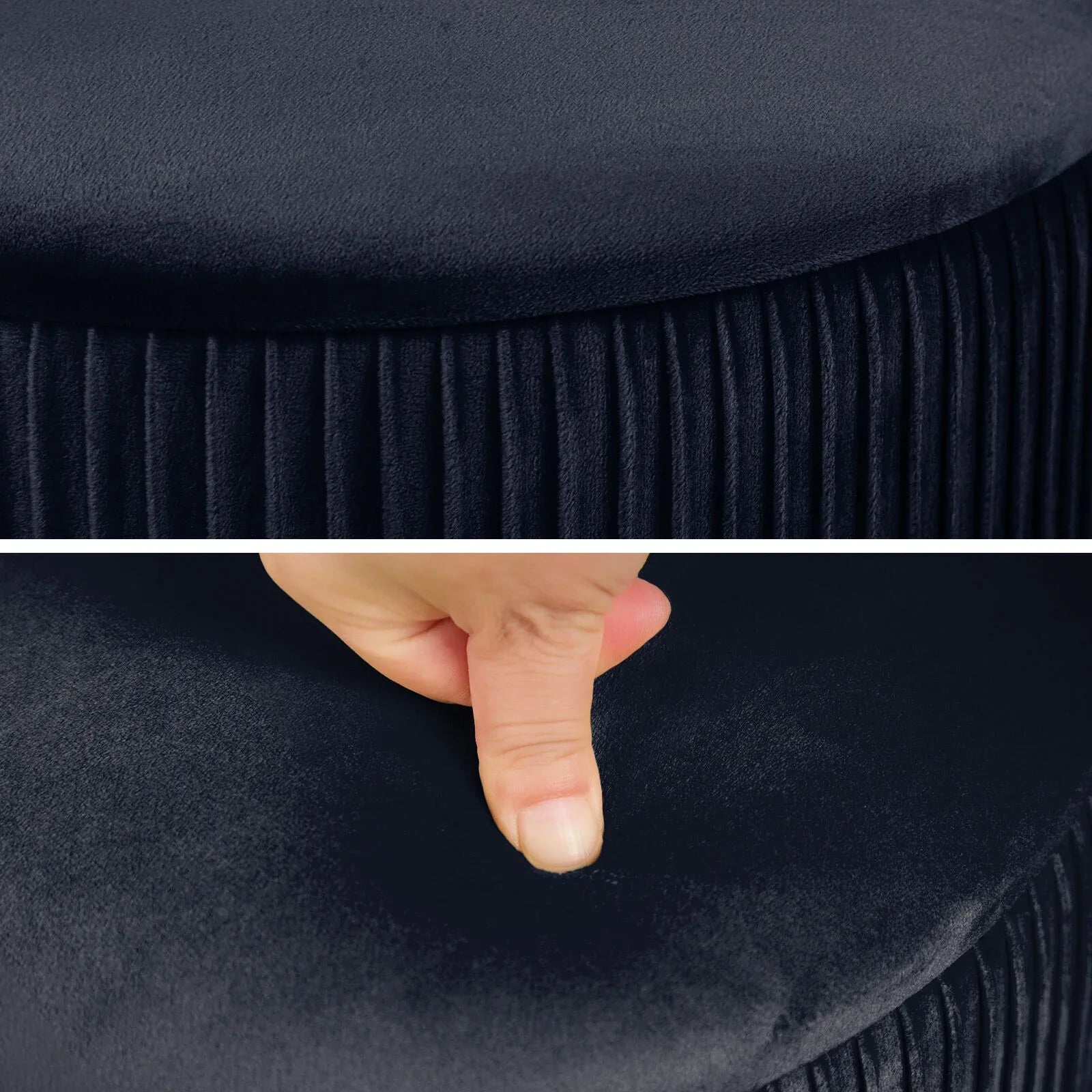 2X Side Table Storage Ottoman - Velvet Stool MIRA Black - Mekamart Australia