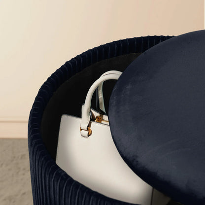 2X Side Table Storage Ottoman - Velvet Stool MIRA Black - Mekamart Australia