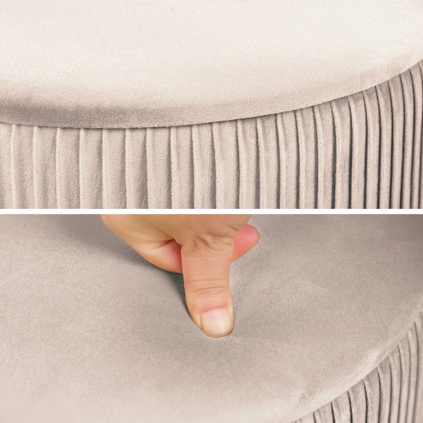 2X Side Table Storage Ottoman - Velvet Stool MIRA Cream