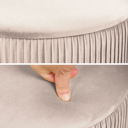 2X Side Table Storage Ottoman - Velvet Stool MIRA Cream