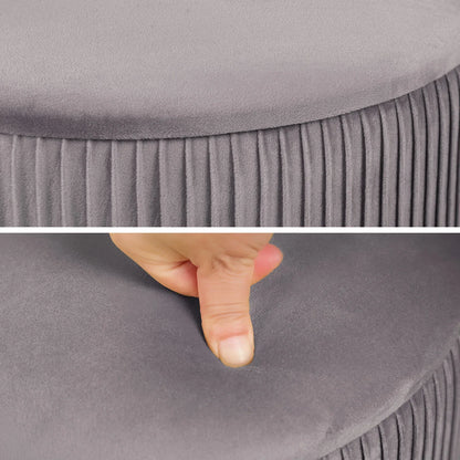 2X Side Table Storage Ottoman - Velvet Stool MIRA Grey