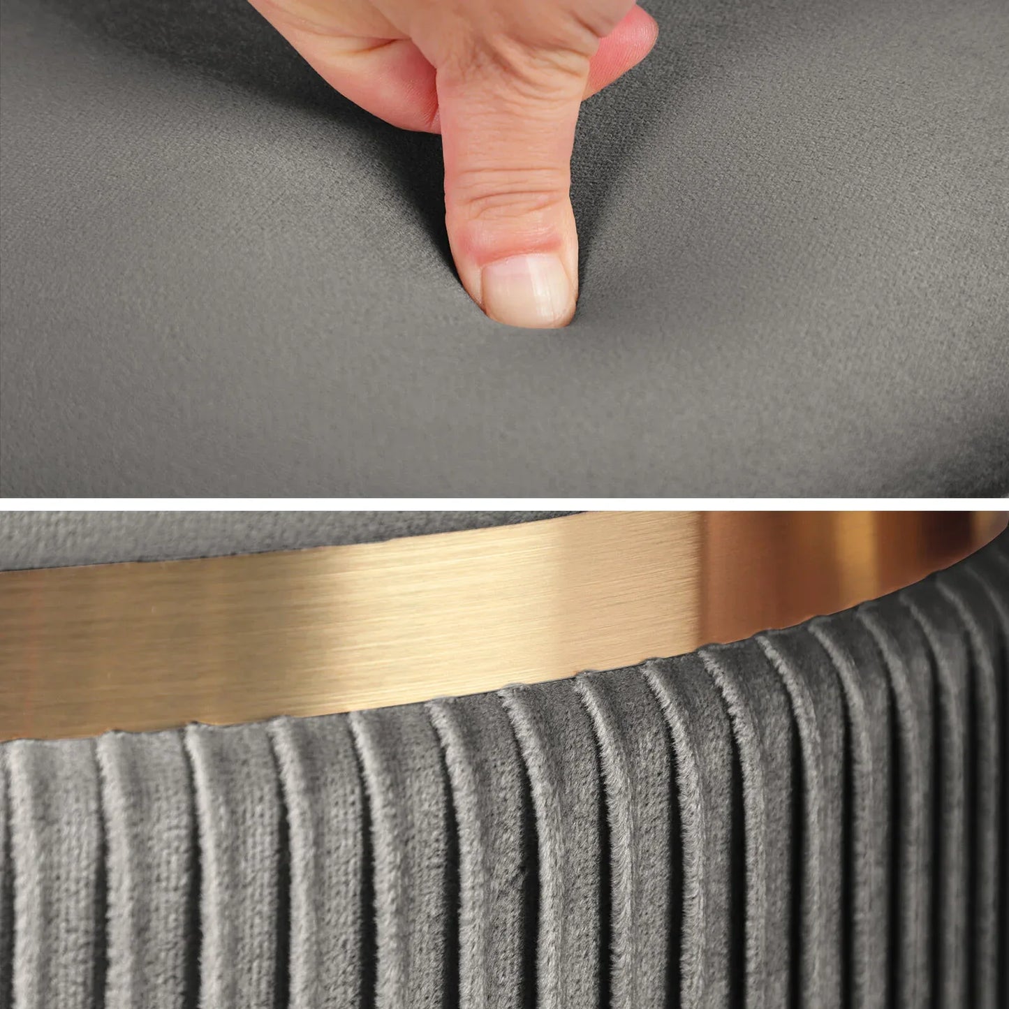 2X Side Table Storage Ottoman - Velvet Padded Stool Vanity Footstool REMI GREY - Mekamart Australia