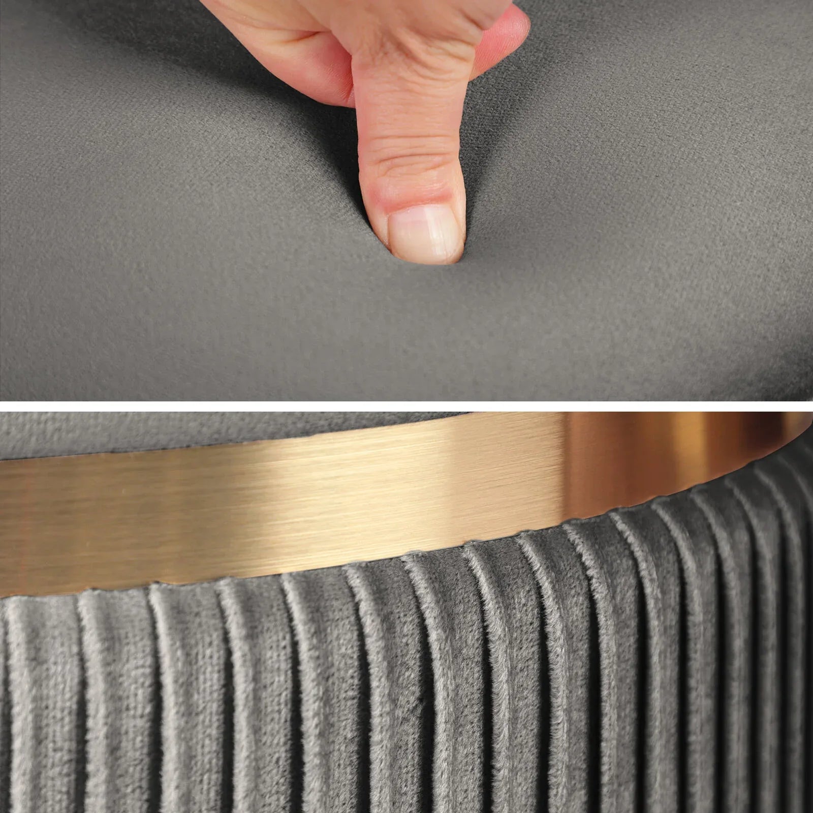 2X Side Table Storage Ottoman - Velvet Padded Stool Vanity Footstool REMI GREY - Mekamart Australia