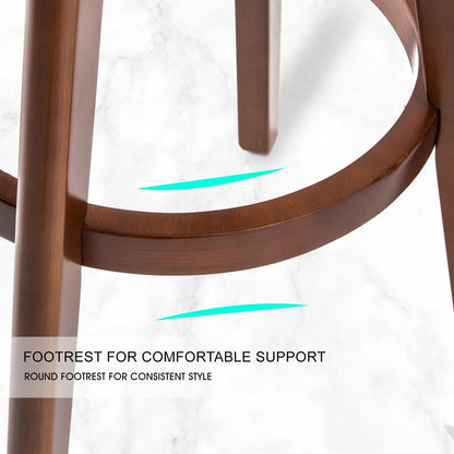 2X Wooden Bar Stool Dining Chair Leather LEILA 72cm BLACK BROWN - Mekamart Australia