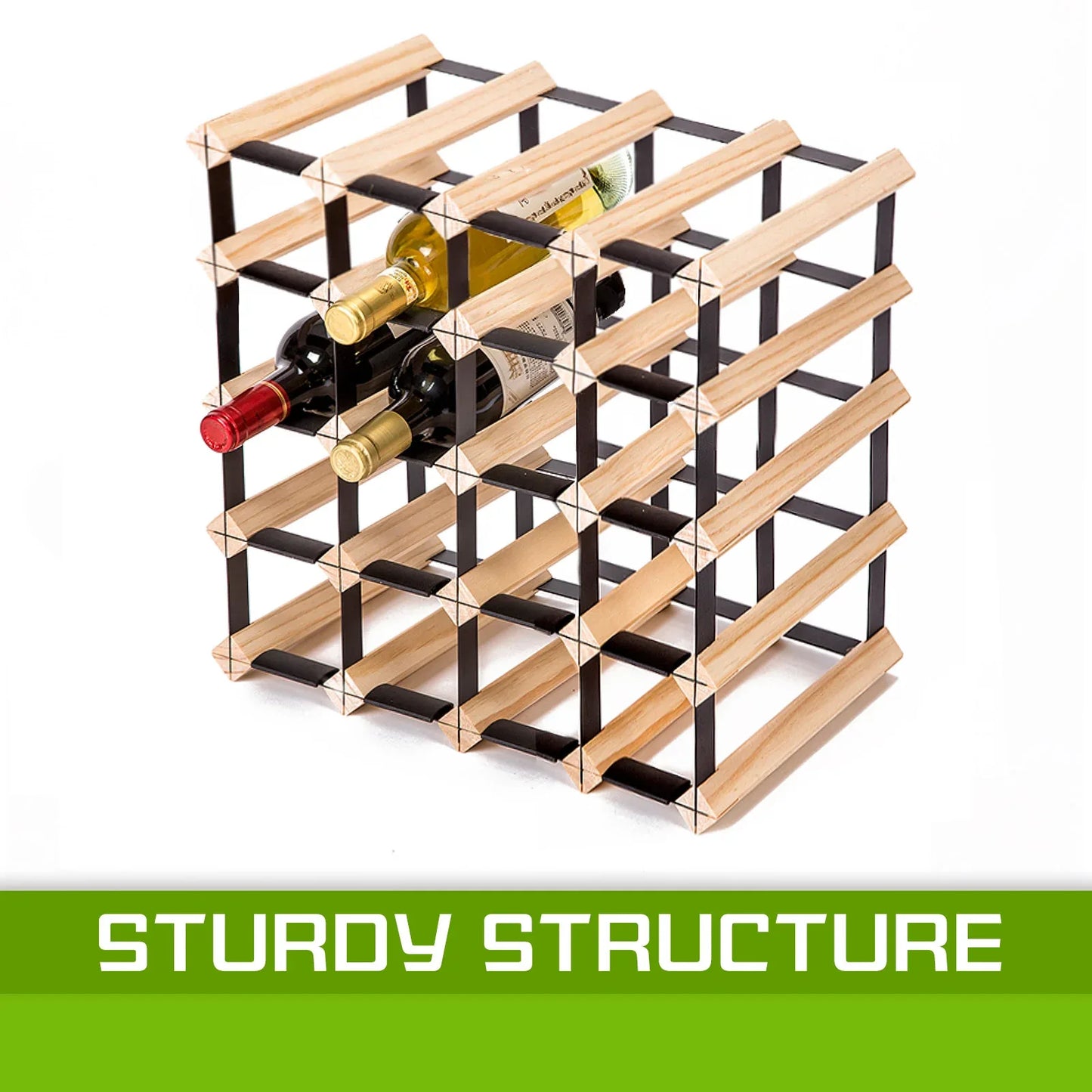 Timber Wine Rack Storage Cellar Organiser 20 Bottle - Mekamart Australia