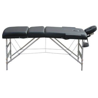 YES4HOMES 3 Fold 5 cm Thickness Foam Portable Aluminium Massage Table Massage Bed Beauty Therapy Black - Mekamart Australia