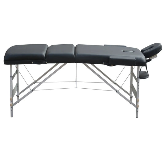 YES4HOMES 3 Fold 5 cm Thickness Foam Portable Aluminium Massage Table Massage Bed Beauty Therapy Black