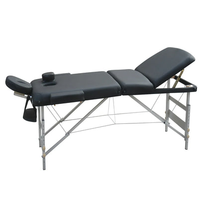 YES4HOMES 3 Fold 5 cm Thickness Foam Portable Aluminium Massage Table Massage Bed Beauty Therapy Black - Mekamart Australia