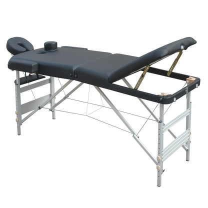 YES4HOMES 3 Fold 5 cm Thickness Foam Portable Aluminium Massage Table Massage Bed Beauty Therapy Black - Mekamart Australia
