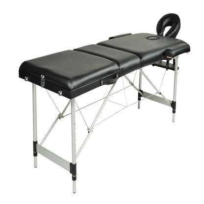 YES4HOMES Black 3 Fold Portable Aluminium Massage Table Massage Bed Beauty Therapy - Mekamart Australia