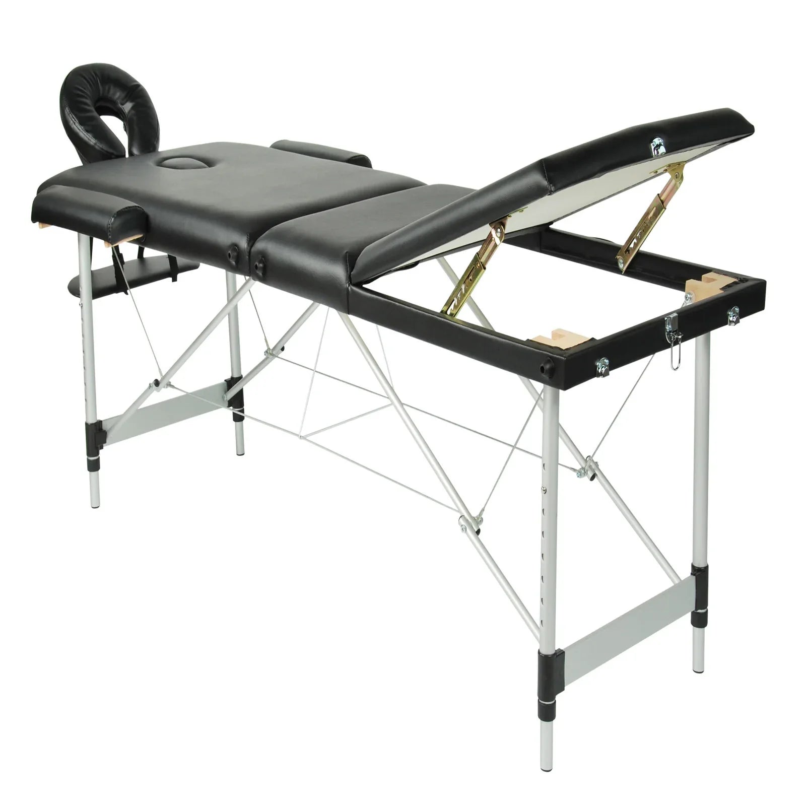 YES4HOMES Black 3 Fold Portable Aluminium Massage Table Massage Bed Beauty Therapy - Mekamart Australia