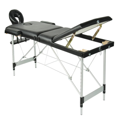 YES4HOMES Black 3 Fold Portable Aluminium Massage Table Massage Bed Beauty Therapy - Mekamart Australia
