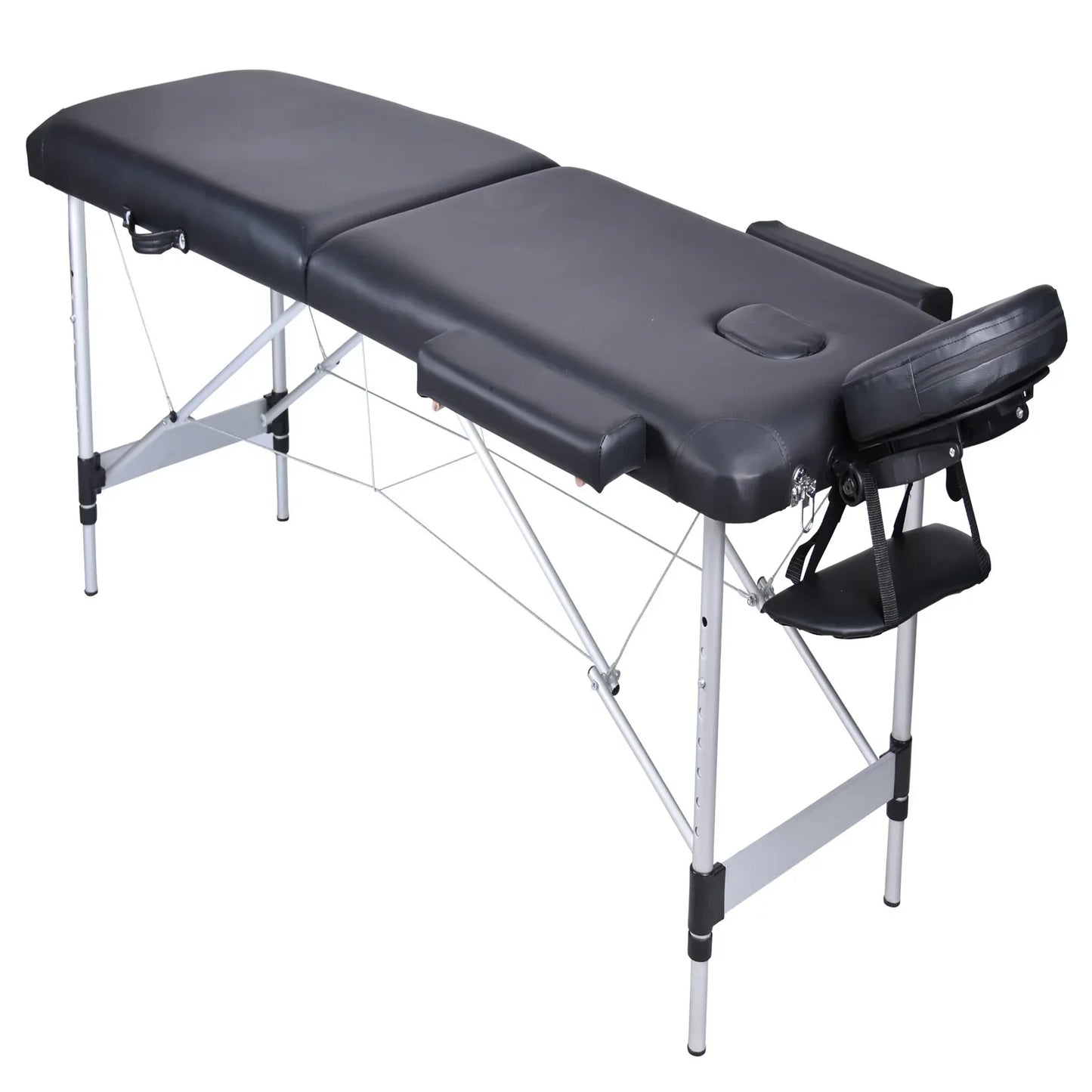 YES4HOMES 2 Fold Portable Aluminium Massage Table Massage Bed Beauty Therapy Black - Mekamart Australia