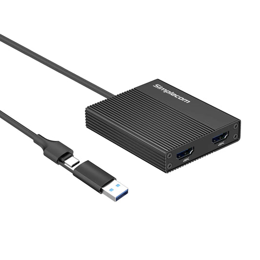 Simplecom DA369 USB 3.0 or USB-C to Dual 4K HDMI 2.0 Display Adapter for 2x 4K@60Hz Extended Screens - Mekamart Australia