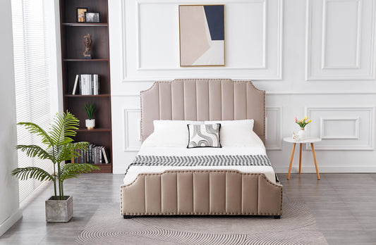 Santosa Champagne Velvet Bed - King