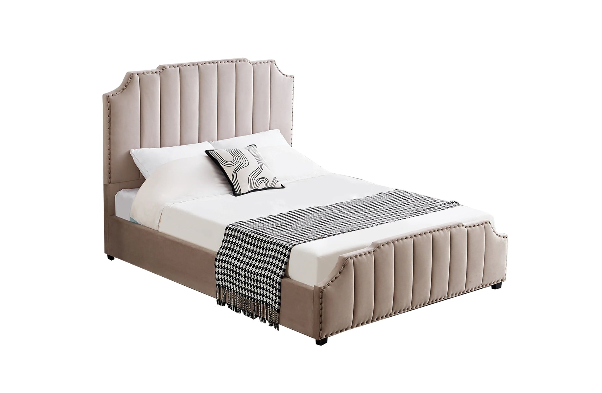Santosa Champagne Velvet Bed - Queen - Mekamart Australia