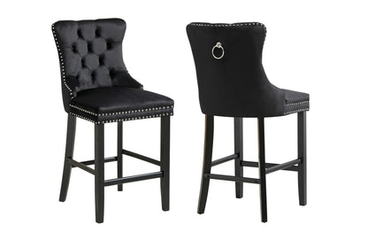 French Provincial Black Bar Stools with Footrest - Set of 2 - Mekamart Australia