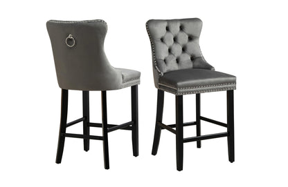 French Provincial Dark Grey Bar Stools with Footrest - Set of 2 - Mekamart Australia